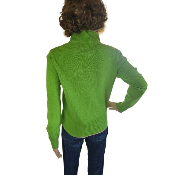 Vintage y2k Argyle Sweater Green Pink Wool Made In Italy Preppy Juniors Large - Picture 3 of 9